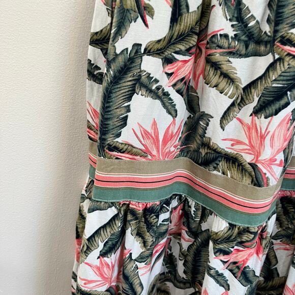 LOFT Linen Blend Tropical Floral Tiered Maxi Dress Size 6 Resort Vacation - Picture 4 of 8